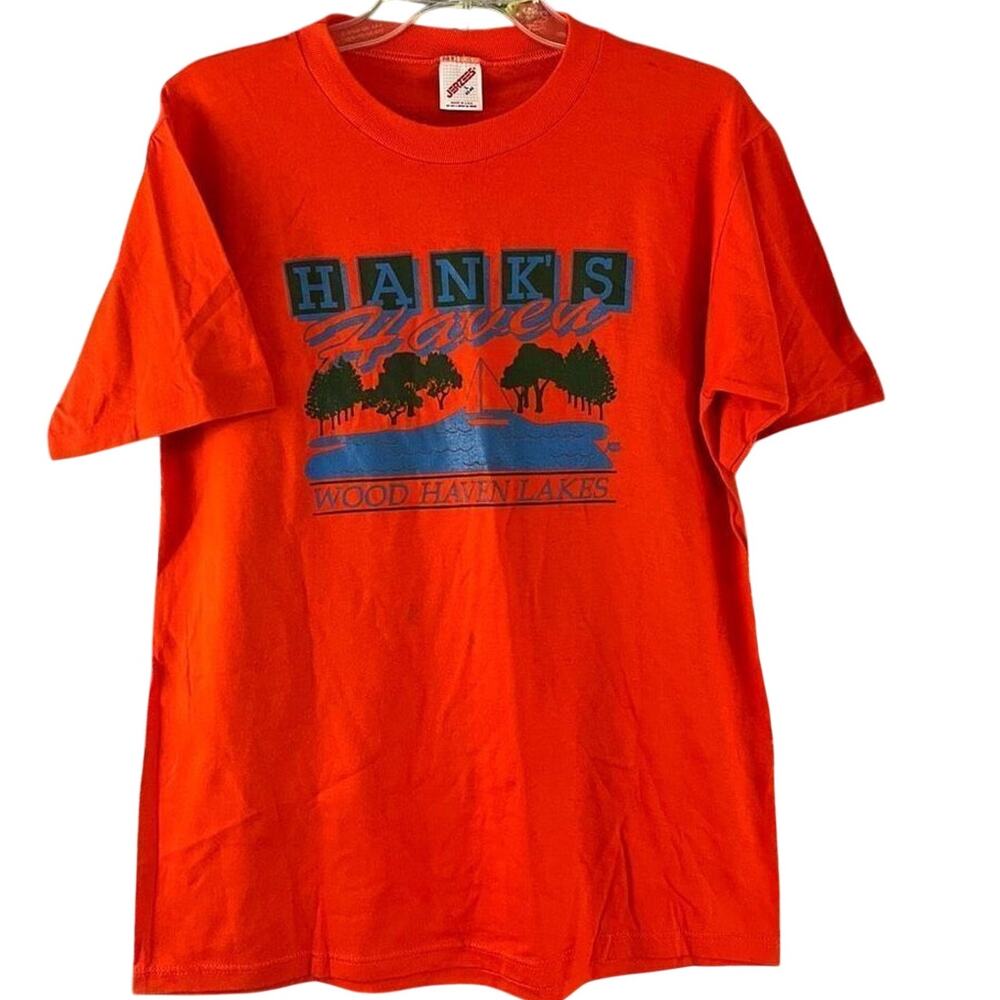 Vintage Hanks Haven Wood Haven Lakes T-Shirt Jerzees Large Tee Single Stitch